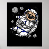 Funny Pug Dog Space Astronaut Cosmic Pet ポスター (正面)