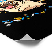 Funny Pug Dreidel Menorah Hanukkah Kids Womens Men ポスター (角)