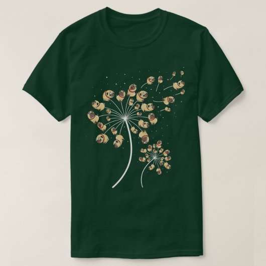 Funny Pug Gift For Men Women Cool Flower Dog Dande Tシャツ (デザイン正面)