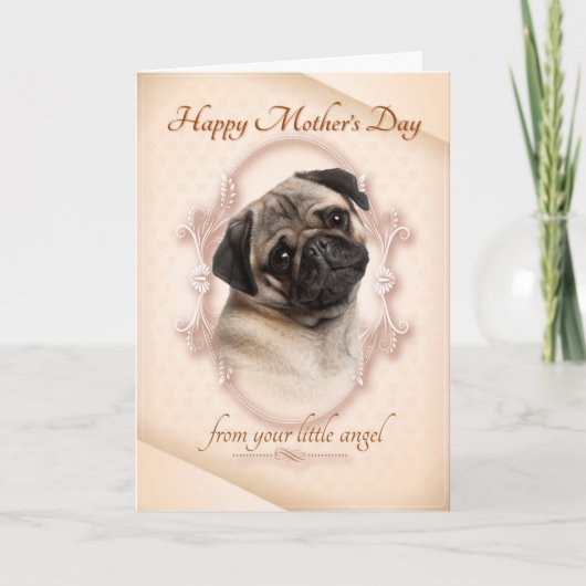 Funny Pug Mother's Day Card カード (正面)