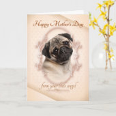 Funny Pug Mother's Day Card カード (黄色い花)