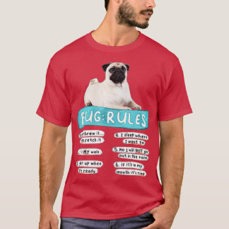 Funny Pug , Pug Rules , Pug Lover , Pug Owner  Tシャツ