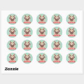 Funny Pug Reindeer Holiday Sticker ラウンドシール (シート)