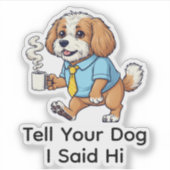 Funny Puli Dog Business Suit Coffee  シール (正面)