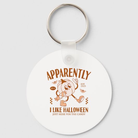 Funny Pumpkin Apparently, I Like Halloween  キーホルダー (正面)