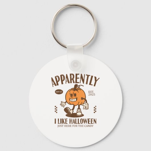 Funny Pumpkin Apparently, I Like Halloween  キーホルダー (正面)