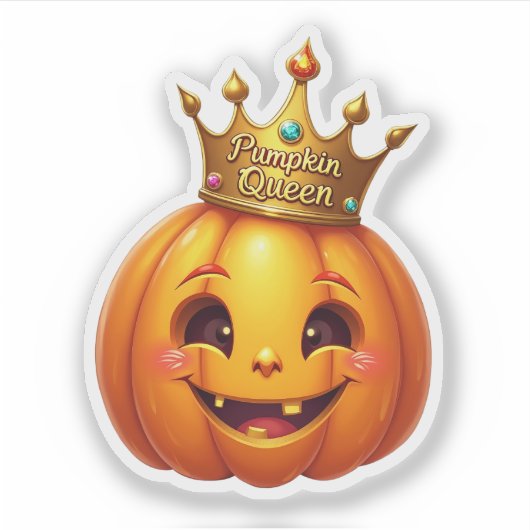 Funny Pumpkin Queen Smiling Face Sticker シール (正面)