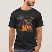 Funny Pumpkin Witch Dachshund Matching Dog Hallowe Tシャツ (正面)