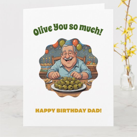 Funny Pun Birthday Card For Dad  カード (黄色い花)