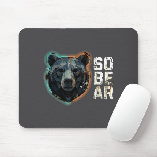 Funny Pun Sober Bear SoBear Recovery Sobriety マウスパッド (マウス)