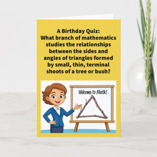 Funny Pun Twigonometry Happy Birthday カード (正面)