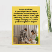 Funny Pun Wee Hours Happy Birthday カード (正面)