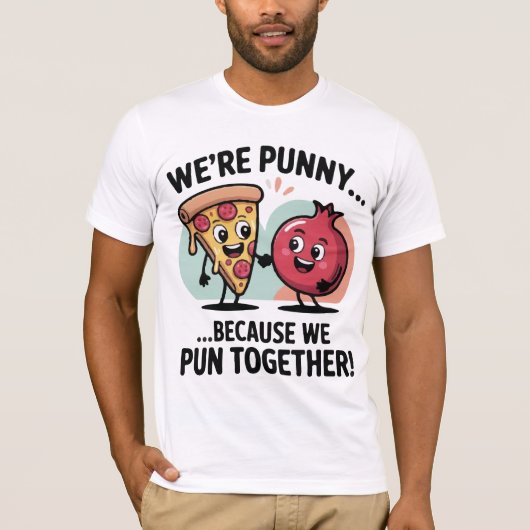 Funny Punny Couple T-Shirt | Cute Food Love Tシャツ (正面)