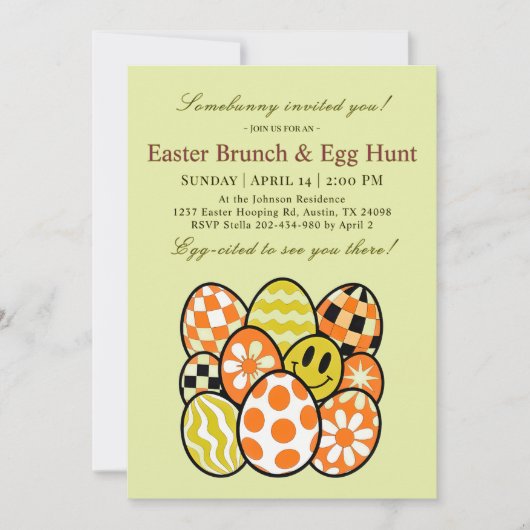 Funny Punny Easter Brunch Party Invitation 招待状 (正面)