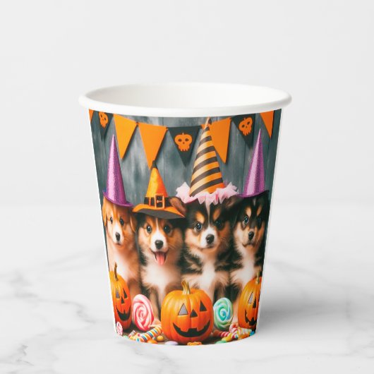 Funny puppies halloween 紙コップ (正面)