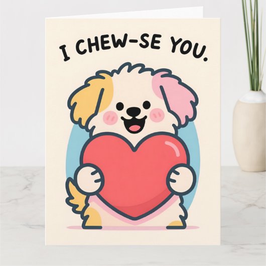 Funny Puppy Love Valentine Greeting Card カード (正面)