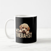 Funny Puppy My Therapist Poodle Dog コーヒーマグカップ (左)