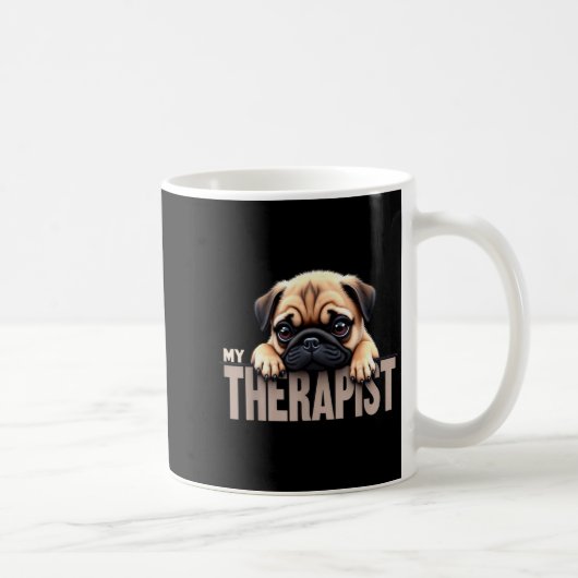 Funny Puppy My Therast Pug Dog  コーヒーマグカップ (右)