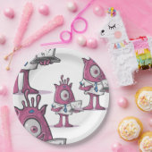 Funny Purple Accountant Monsters Paper Plate ペーパープレート (パーティー)