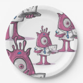Funny Purple Accountant Monsters Paper Plate ペーパープレート (正面)