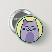 Funny Purple Cat With Side Eye 缶バッジ (正面&裏面)