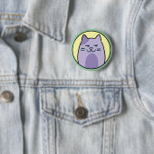 Funny Purple Cat With Side Eye 缶バッジ (インサイチュ)