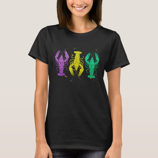 Funny Purple Green Gold Crayfish Lovers Fat Tuesda Tシャツ (正面)
