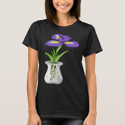 Funny Purple Orchid Flower in Vase Floral Tシャツ (正面)