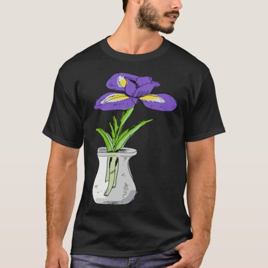 Funny Purple Orchid Flower in Vase Floral Tシャツ (正面)