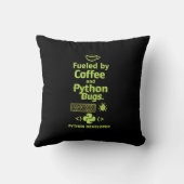 Funny Python Developer – Fueled by Coffee bugs  クッション (裏面)