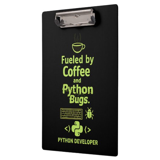Funny Python Developer – Fueled by Coffee bugs クリップボード (左)