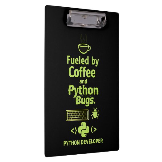 Funny Python Developer – Fueled by Coffee bugs クリップボード (右)