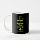 Funny Python Developer – Fueled by Coffee bugs  コーヒーマグカップ (左)