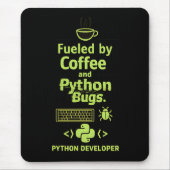 Funny Python Developer – Fueled by Coffee bugs  マウスパッド (正面)