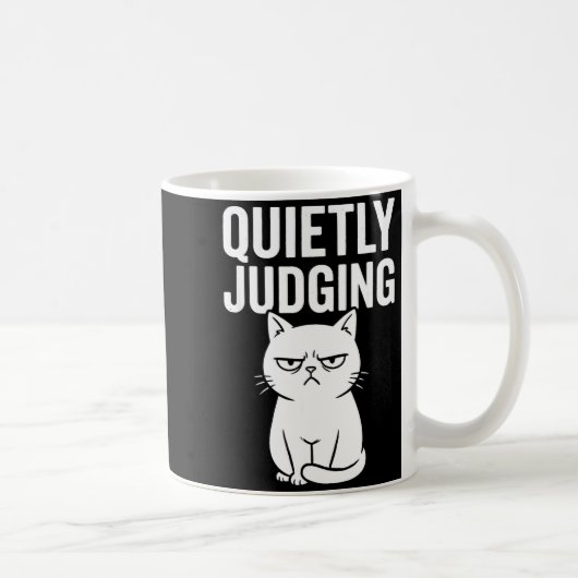 Funny Quietly Judging Sarcastic Crazy Cat Lover Gr コーヒーマグカップ (右)
