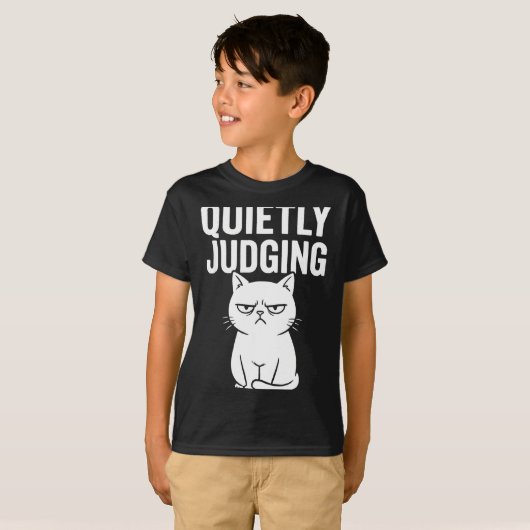 Funny Quietly Judging Sarcastic Crazy Cat Lover Gr Tシャツ (正面フル)