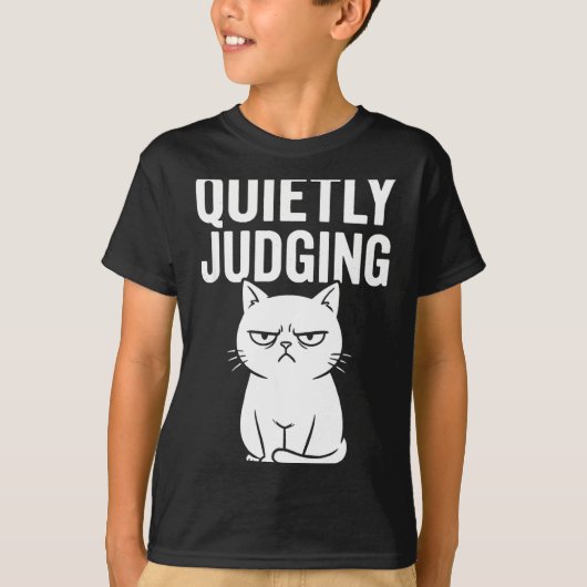 Funny Quietly Judging Sarcastic Crazy Cat Lover Gr Tシャツ (正面)