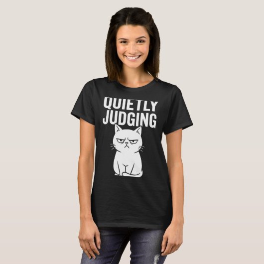 Funny Quietly Judging Sarcastic Crazy Cat Lover Gr Tシャツ (正面フル)
