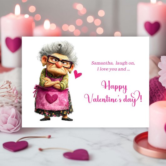 Funny Quirky Angry Lady Valentine’s Day Card シーズンカード