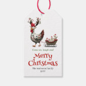 Funny Quirky Chickens Holiday Tag Personalized ギフトタグ (正面)