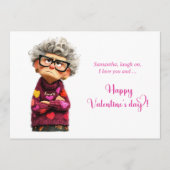 Funny Quirky Grumpy Lady Valentine’s Day Card シーズンカード (正面)