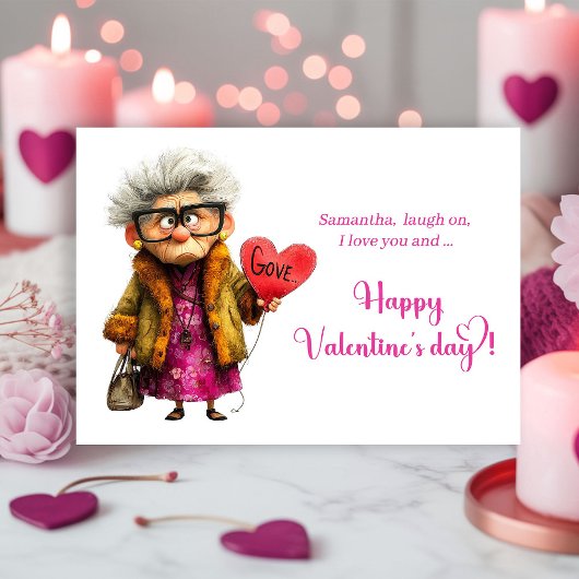 Funny Quirky Grumpy Old Lady Valentine Card シーズンカード