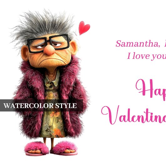 Funny Quirky Lady Bringing Fun Valentine シーズンカード