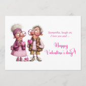 Funny Quirky Love Couple Valentine Card Hot Pink シーズンカード (正面)
