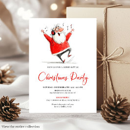 Funny Quirky Santa Claus Christmas Party Invite 招待状