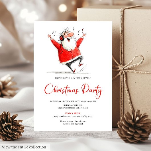 Funny Quirky Santa Claus Christmas Party Invite 招待状
