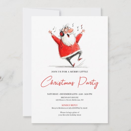 Funny Quirky Santa Claus Christmas Party Invite 招待状 (正面)