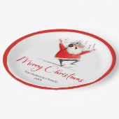 Funny Quirky Santa Claus Festive Holiday Plates ペーパープレート (アングル)