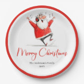 Funny Quirky Santa Claus Festive Holiday Plates ペーパープレート (正面)