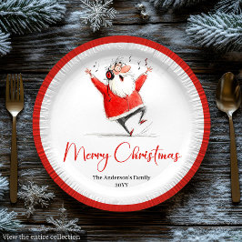 Funny Quirky Santa Claus Festive Holiday Plates ペーパープレート